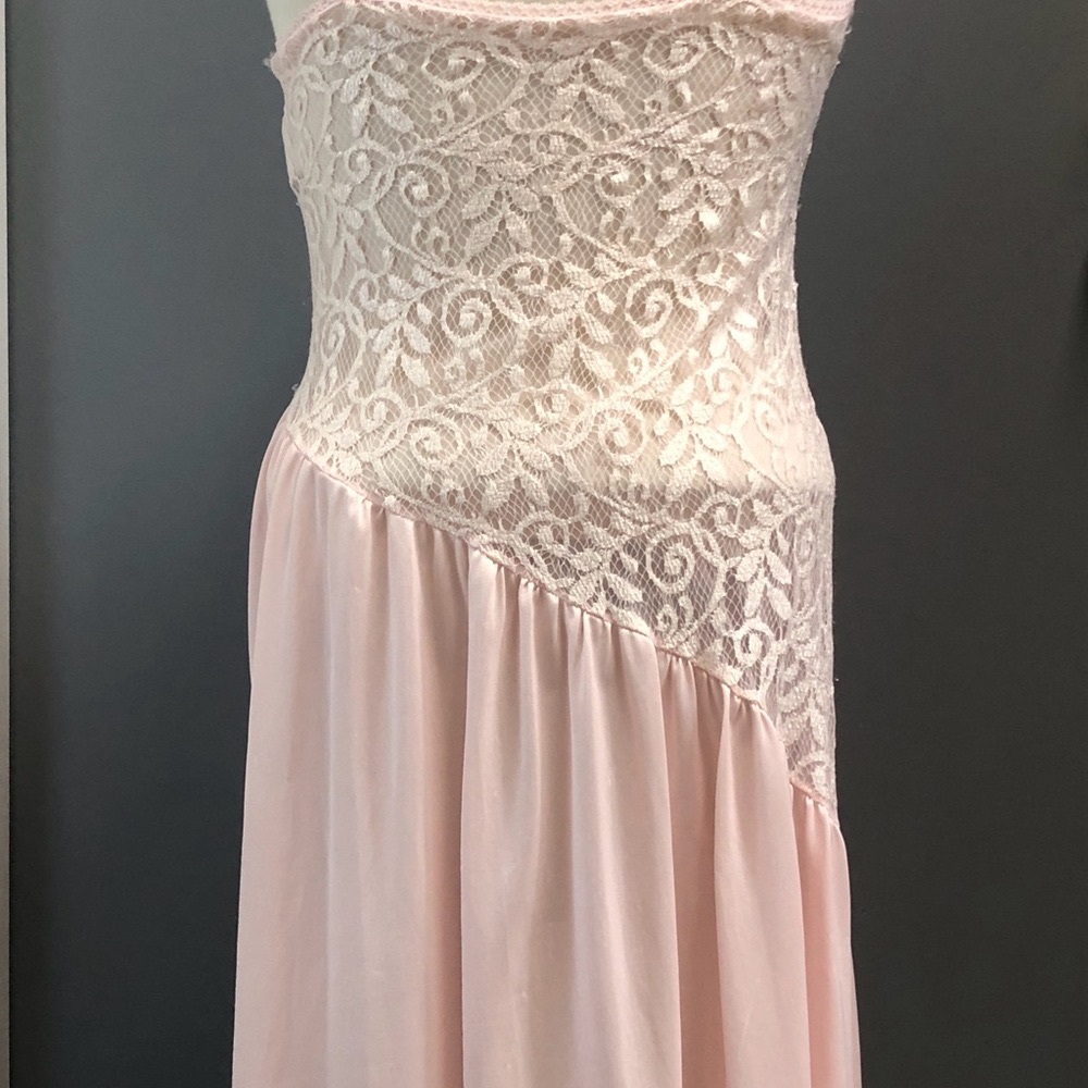 Vtg 80s Pink Nightie or Slip or Slip Dress. Nylon & Lace, Sz S - Picture 6 of 9